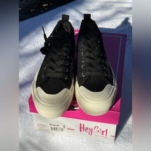 Corky’s Hey Girl Black Sneakers size 8, new in box